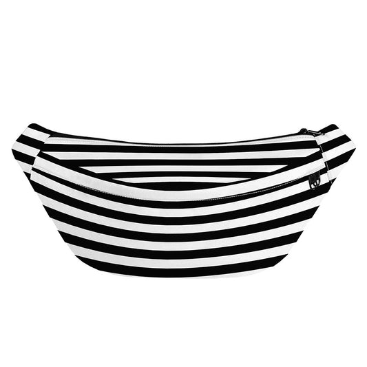 Black And White Striped Pattern Print Fanny Pack