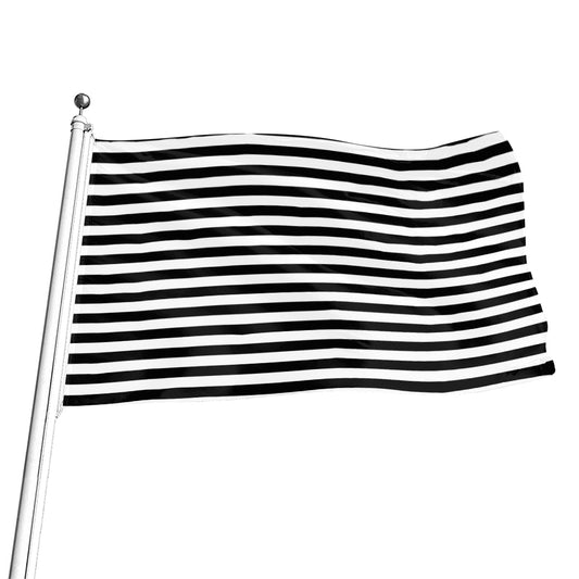 Black And White Striped Pattern Print Flag