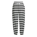 Black And White Striped Pattern Print Fleece Lined Knit Pants