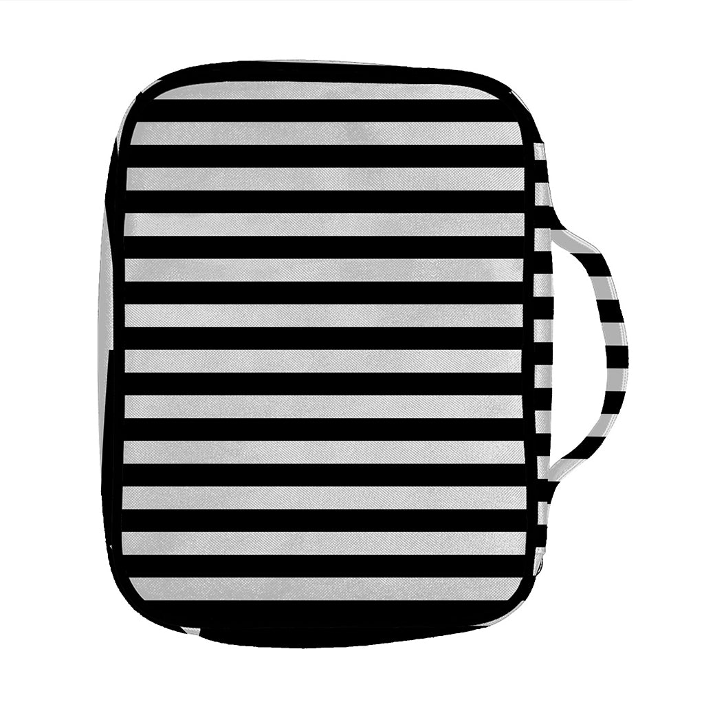 Black And White Striped Pattern Print Front Pocket Bible Bag