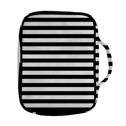 Black And White Striped Pattern Print Front Pocket Bible Bag