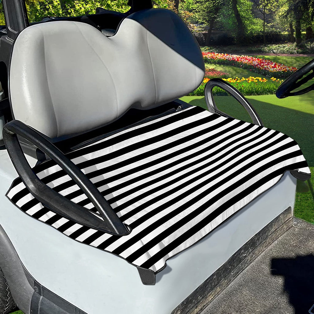 Black And White Striped Pattern Print Golf Cart Seat Cover