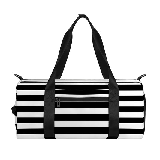 Black And White Striped Pattern Print Gym Bag