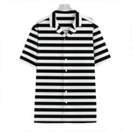 Black And White Striped Pattern Print Hawaiian Shirt