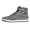 Black And White Striped Pattern Print High Top Leather Sneakers