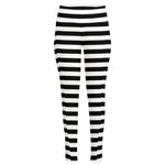 Black And White Striped Pattern Print High-Waisted Pocket Leggings
