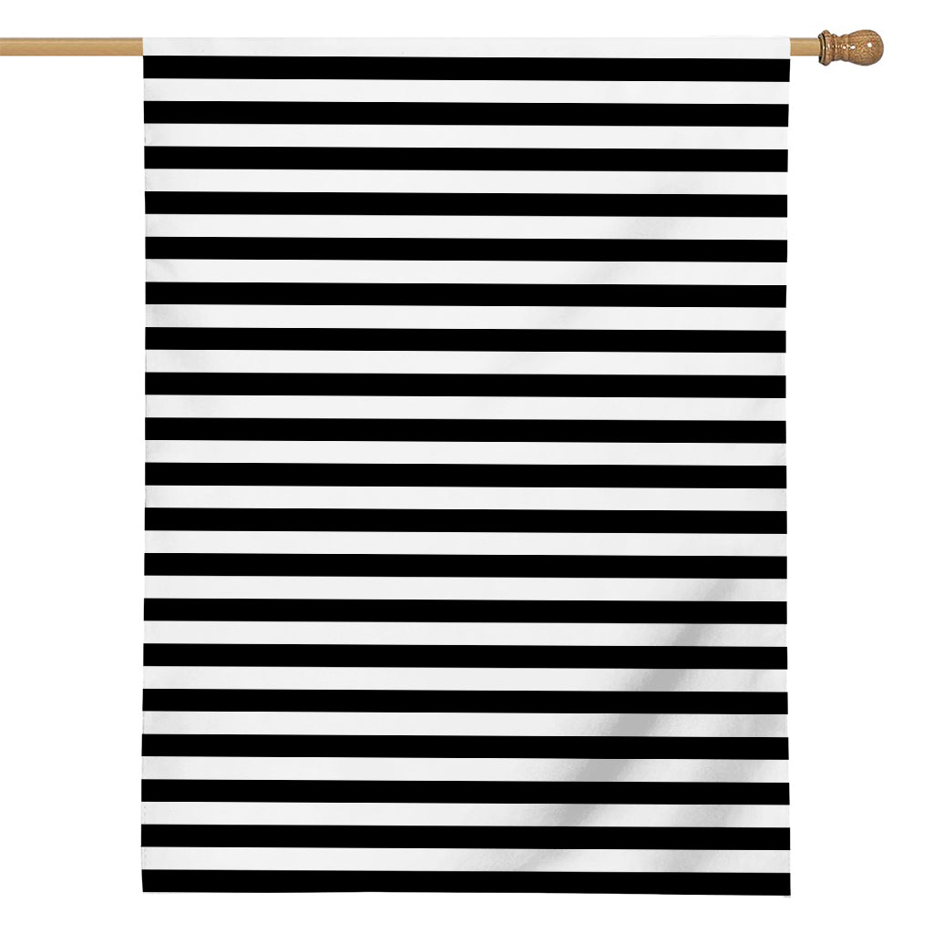 Black And White Striped Pattern Print House Flag