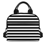 Black And White Striped Pattern Print Insulated Lunch Bag