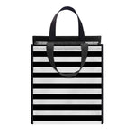 Black And White Striped Pattern Print Insulated Lunch Tote