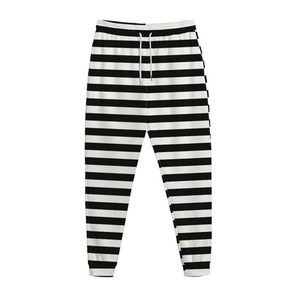 Black And White Striped Pattern Print Jogger Pants