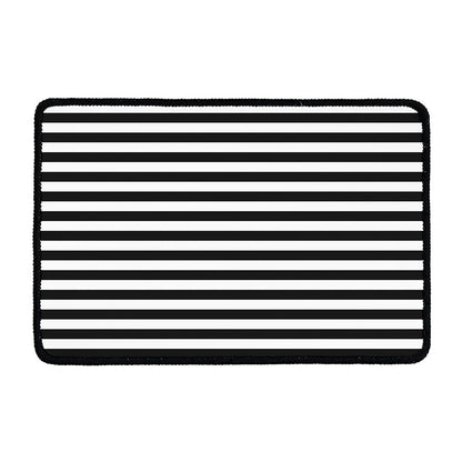 Black And White Striped Pattern Print Kitchen Mat