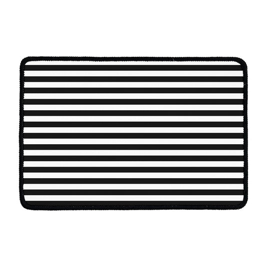 Black And White Striped Pattern Print Kitchen Mat