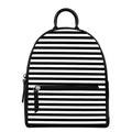 Black And White Striped Pattern Print Leather Backpack