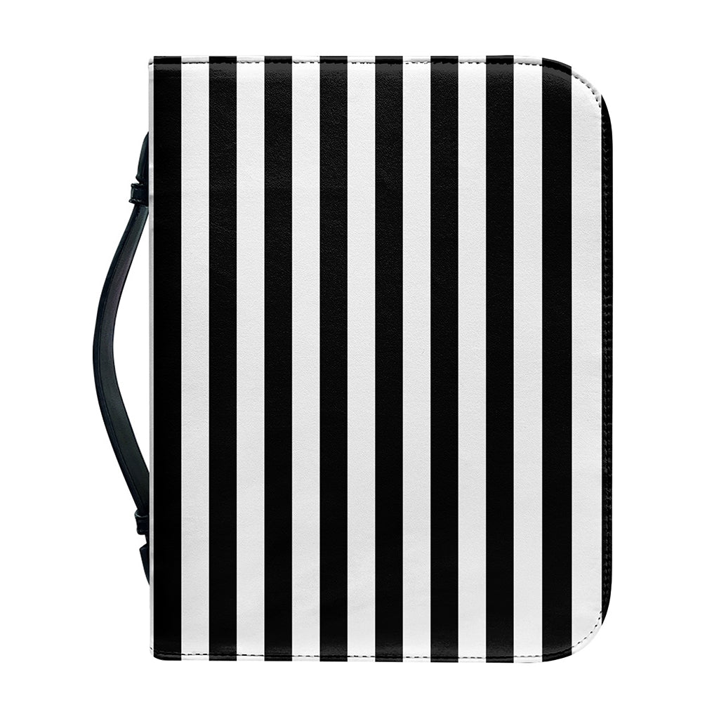 Black And White Striped Pattern Print Leather Bible Cover