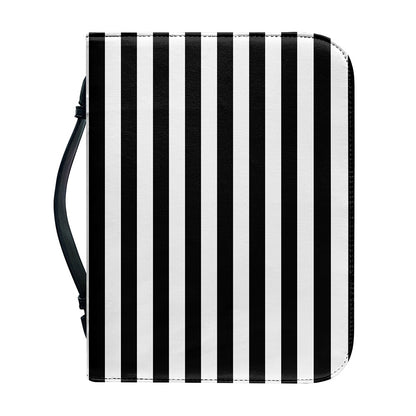Black And White Striped Pattern Print Leather Bible Cover