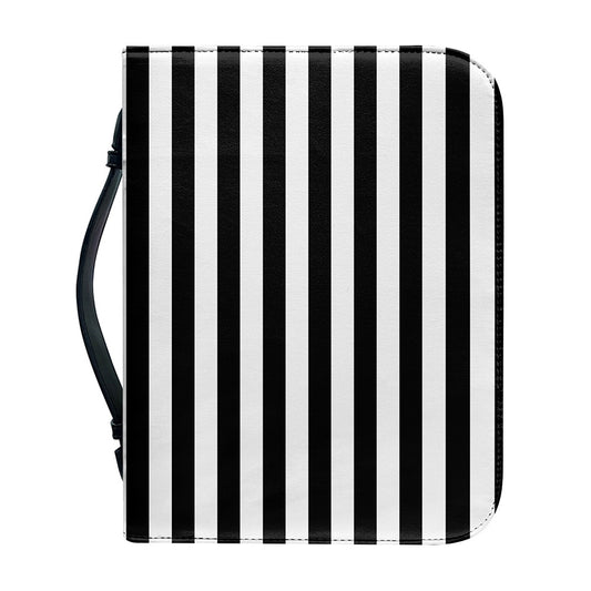 Black And White Striped Pattern Print Leather Bible Cover