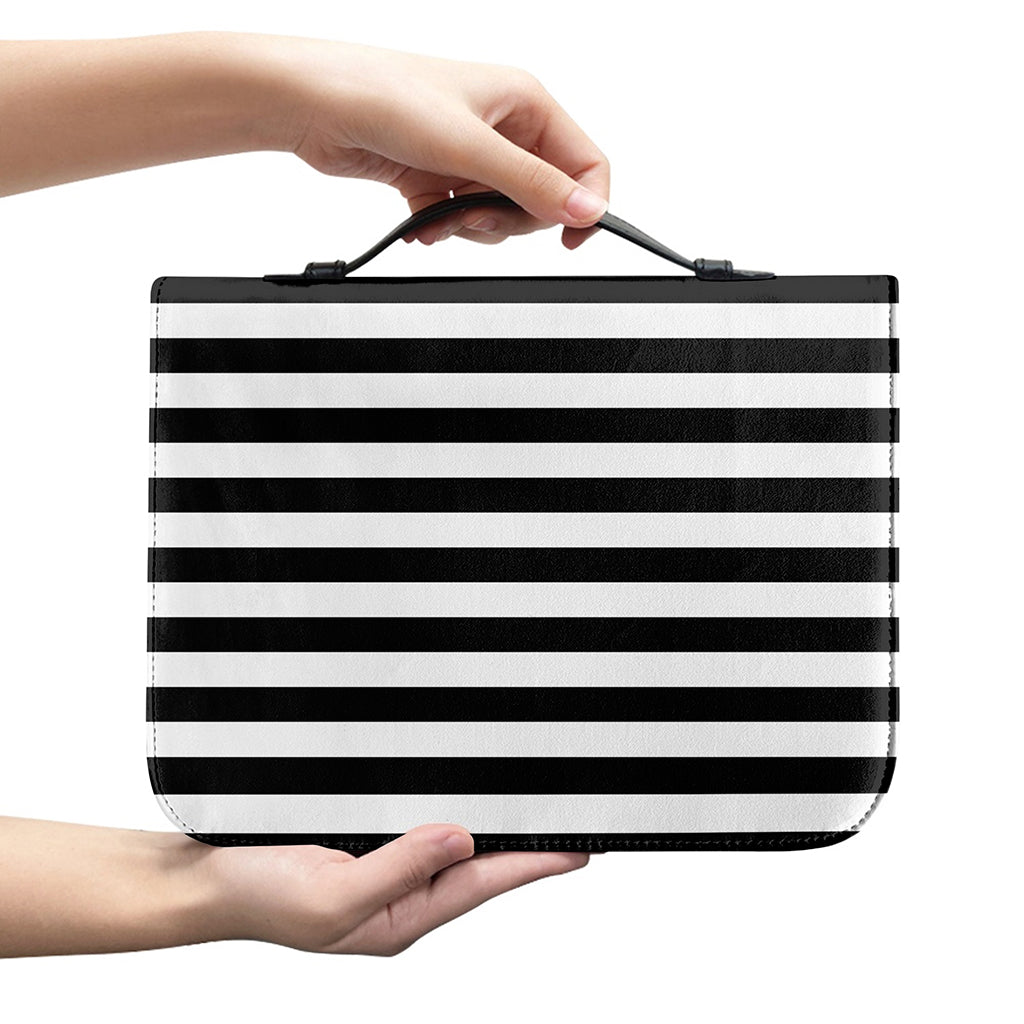 Black And White Striped Pattern Print Leather Bible Cover