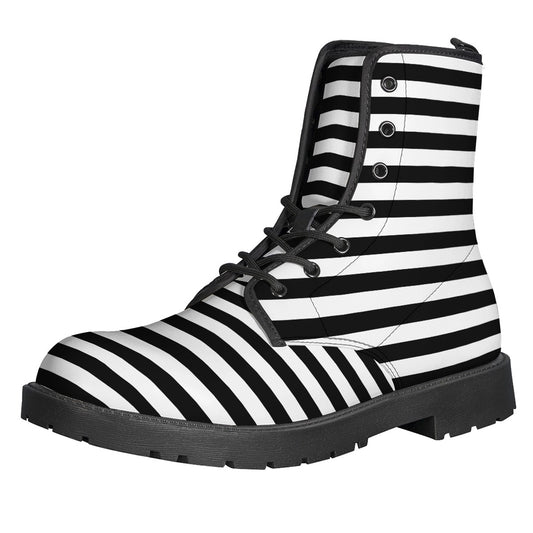 Black And White Striped Pattern Print Backpack
