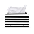 Black And White Striped Pattern Print Leather Tissue Box Cover