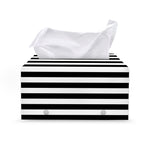 Black And White Striped Pattern Print Leather Tissue Box Cover