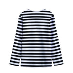 Black And White Striped Pattern Print Long Sleeve Short Coat