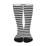 Black And White Striped Pattern Print Long Socks
