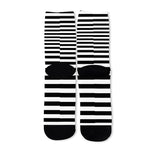 Black And White Striped Pattern Print Long Socks