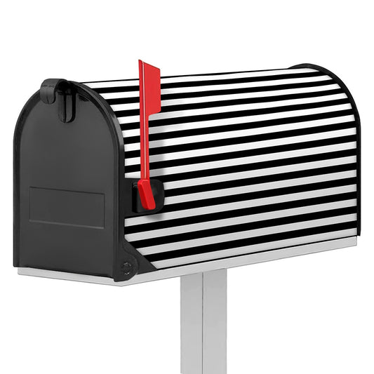 Black And White Striped Pattern Print Mailbox Cover