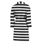 Black And White Striped Pattern Print Men's Bathrobe