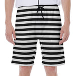 Black And White Striped Pattern Print Men's Beach Shorts