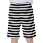 Black And White Striped Pattern Print Men's Beach Shorts