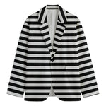 Black And White Striped Pattern Print Men's Blazer