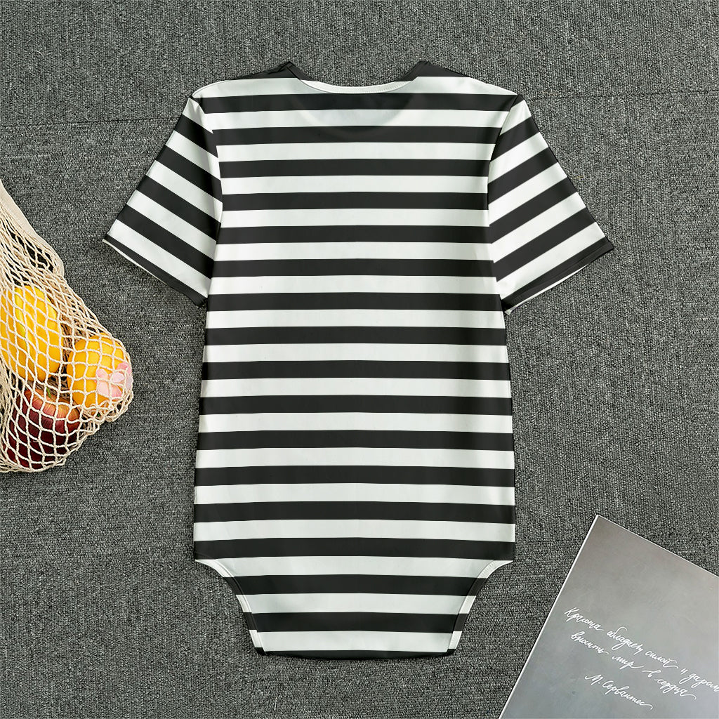 Black And White Striped Pattern Print Men's Bodysuit