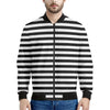 Black And White Striped Pattern Print Men's Bomber Jacket