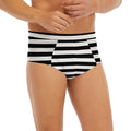 Black And White Striped Pattern Print Men's Briefs