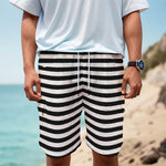 Black And White Striped Pattern Print Men's Cargo Shorts