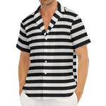 Black And White Striped Pattern Print Men's Deep V-Neck Shirt