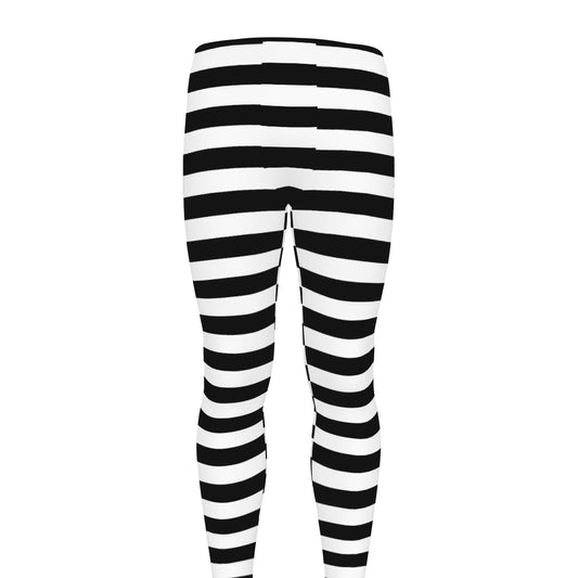 Black And White Striped Pattern Print Men's leggings