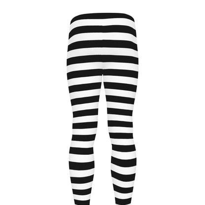 Black And White Striped Pattern Print Men's leggings