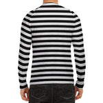 Black And White Striped Pattern Print Men's Long Sleeve Rash Guard