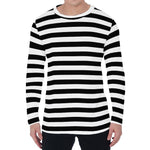 Black And White Striped Pattern Print Men's Long Sleeve T-Shirt