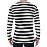 Black And White Striped Pattern Print Men's Long Sleeve T-Shirt