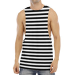 Black And White Striped Pattern Print Men's Muscle Tank Top