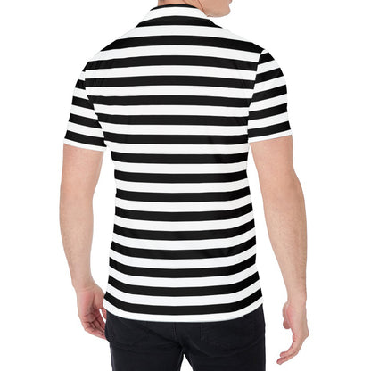 Black And White Striped Pattern Print Men's Shirt