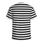 Black And White Striped Pattern Print Men's Sports T-Shirt