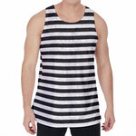 Black And White Striped Pattern Print Men's Velvet Tank Top