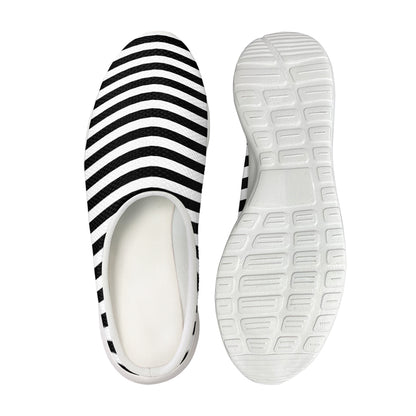 Black And White Striped Pattern Print Mesh Casual Shoes