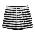 Black And White Striped Pattern Print Mesh Shorts