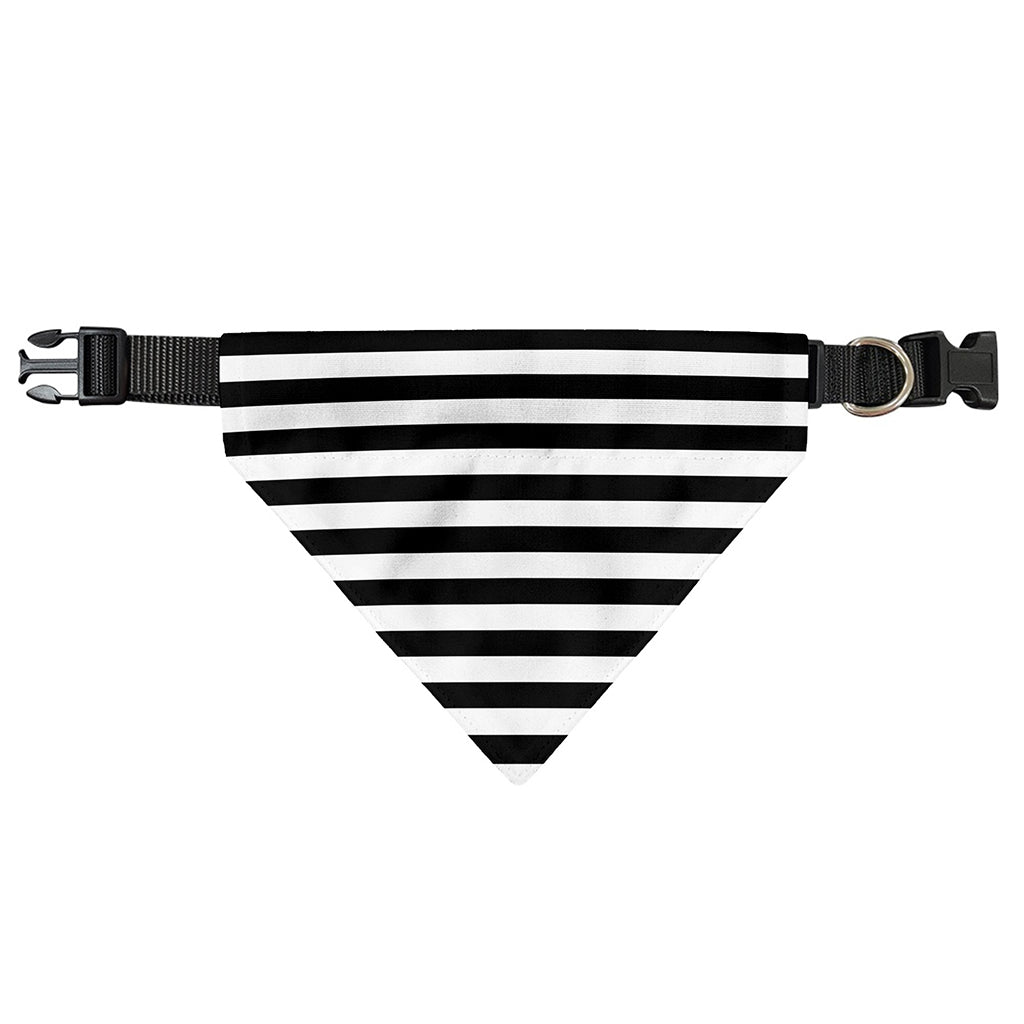 Black And White Striped Pattern Print Over The Collar Dog Bandana