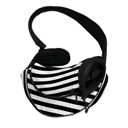 Black And White Striped Pattern Print Pet Sling Carrier